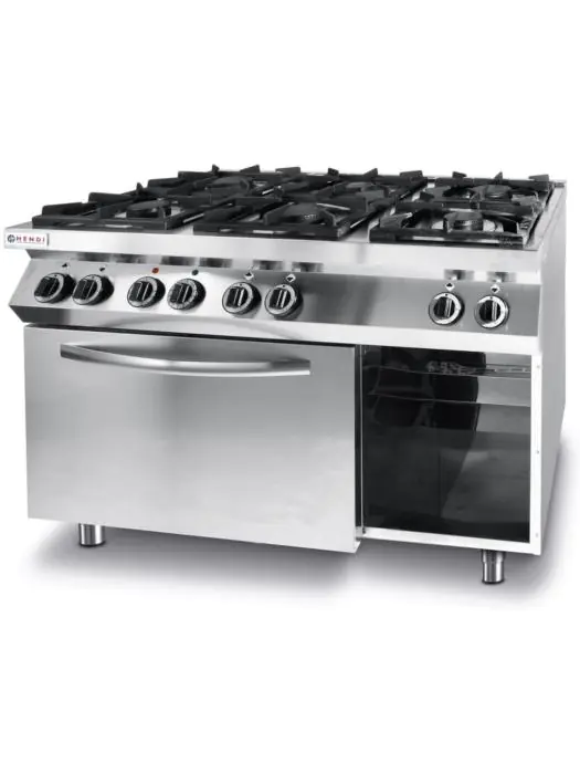Gasfornuis Kitchen Line 6 pits met elektrische heteluchtoven GN 1/1 - RVS - H 90 X 70 X 120 CM - Hendi - 225899 225899 €2,416.05 Gasfornuizen met oven