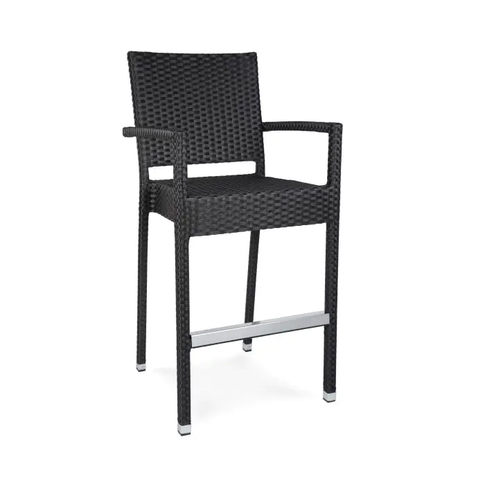Terras Barkruk Mezza - Armleuning - Gevlocht - Zwart - Kunststof - G-Line HW-17402 €99.95 Terras barkrukken