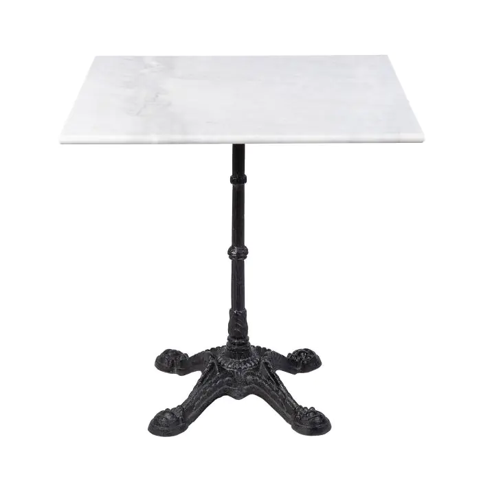 Tafel - Vierkant - 4 Teens - Marmer Wit - Gietijzer - H 72 x B 80 x D 80 CM - G-Line 75096 €99.95 Terrastafel