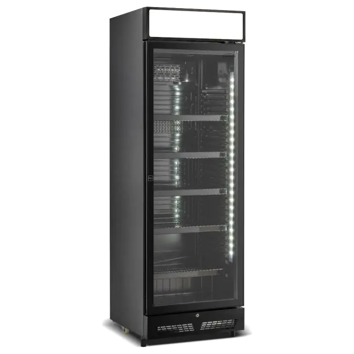 Drankenkoelkast - Zwart - 1 Glasdeur - 400L - Met Lichtbak 7086.0010 €457.00 Koelkasten met glazen deur