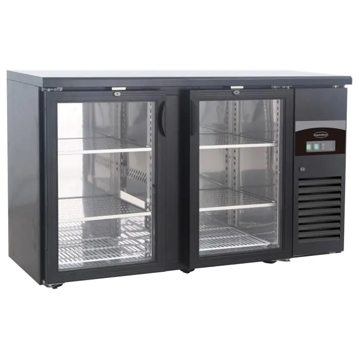 Barkoelkast - 350 Liter - 2-Deurs - Glazen Deur - Geforceerd - Zwart - Combisteel 7450.0335 €1,188.10 Koelkasten met glazen deur