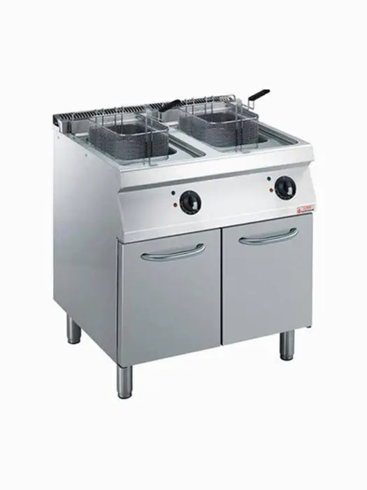 Friteuse - 2 x 14 Liter - Elektrisch - Aftapkraan - Onderstel - Diamond - E17/F28A8-N E17/F28A8-N €3,437.35 Friteuses 400 volt