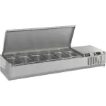 Opzetvitrine - Deksel - 10x 1/4 GN - RVS - 230V - H 22.5 x B 200 x D 33.5 CM - Combisteel 7450.0029 €509.47 Vitrine met rvs deksel