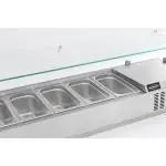 Opzetvitrine - Gekoeld - 10x 1/4 GN - 230V - H 43.5 x B 200 x D 33.5 CM - Combisteel 7450.0013 €550.00 Vitrine met glas