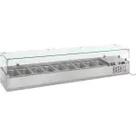 Opzetvitrine - Gekoeld - 9x 1/3 GN - 230V - H 43.5 x B 200 x D 39.5 CM - Combisteel 7450.0023 €547.00 Vitrine met glas