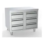 Werktafel met 6 laden - 100x70x85 cm 7333.0284 €695.14 RVS werktafel