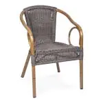 Terrasstoel Corino - Stapelbaar - Armleuning - Gevlocht Riet - Bruin - Aluminium - G-Line HW-31199 €49.95 Terrasstoelen
