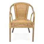 Terrasstoel Corino - Stapelbaar - Armleuning - Gevlocht Riet - Naturel - Aluminium - G-Line HW-00069 €49.95 Terrasstoelen