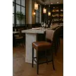 Barkruk Napels - Met Rugleuning - Bruin - Kunstleer - G-Line HW-019092 €75.95 Horeca barkrukken