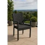 Terrasstoel Mezza - Plat Geweven - Stapelbaar - Armleuning - Zwart - G-Line HW-16769 €49.95 Terrasstoelen
