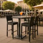 Terras Barkruk Mezza - Rugleuning - Gevlocht - Zwart - Kunststof - G-Line HW-16770 €89.95 Terras barkrukken