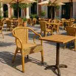 Terrasstoel Corino - Stapelbaar - Armleuning - Gevlocht Riet - Naturel - Aluminium - G-Line HW-00069 €49.95 Terrasstoelen
