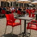Terrasstoel Anny - Stapelbaar - Armleuning - Rood - G-Line HW-61258 €29.95 Terrasstoelen