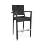 Terras Barkruk Mezza - Armleuning - Gevlocht - Zwart - Kunststof - G-Line HW-17402 €99.95 Terras barkrukken