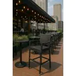 Terras Barkruk Mezza - Armleuning - Gevlocht - Zwart - Kunststof - G-Line HW-17402 €99.95 Terras barkrukken