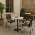 Tafel - Rond - 3 Teens - Marmer Wit - Gietijzer - Ø 60 x H 72 CM - G-Line HW-18668 €59.95 Terrastafel