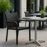 Terrasstoel Lincoln - Stapelbaar - Armleuning - Gevlocht Rattan - Zwart - G-Line 59566 €39.95 Terrasstoelen