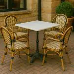 Tafel - Vierkant - 4 Teens - Marmer Wit - Gietijzer - H 72 x B 80 x D 80 CM - G-Line 75096 €99.95 Terrastafel