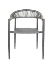 Terrasstoel Joanna - Stapelbaar - Armleuning - Rattan - Antraciet - G-Line 81274 €59.95 Terrasstoelen