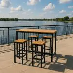 Terras Barset - Halfhoog - Polywood Blad - Houtlook - Aluminium - H 92 x B 130 x D 70 CM - G-Line HW-141019 €349.00 Terrastafel