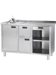 Koffie Uitgifte Werkbank - 2-Deurs - Spoelbak - RVS - H 100 x B 160 x D 70 CM - G-Line 61776 €999.00 RVS werktafel