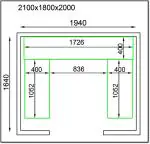 Stelling - U-Vorm - H 145.2 x B 172.6 x D 40 CM - Tbv van Koel-/ Vriescel - H200 x B 210 x D 180 CM - G-Line GL-169005 €999.00 Koelcel accessoires
