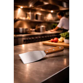 Plaatmes - Houten Handvat - Zilver - L 21.5 CM - G-Line