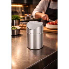 Tafel Afvalbakje - 1.5 Liter - RVS - Ø 12 x H 16 CM - G-Line