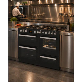 Gasfornuis - 7 Pitten - 2 Elektrische Ovens - Grill - Opslagruimte - Zwart - 400V - G-Line