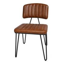 Stoel Cindy - Kunstleer - Bruin - Zwart metalen frame - G-Line